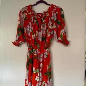 Tropical Floral Off the Shoulder Jumpsuit